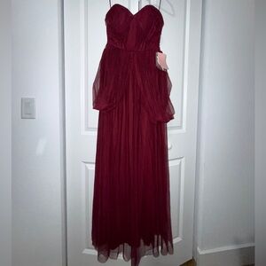 Birdy Grey Strapless Burgundy Gown Birdy Grey CHRISTINA CONVERTIBLE DRESS TULLE